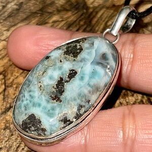 Dolphin Stone Caribbean Larimar Crystal Pendant 2”